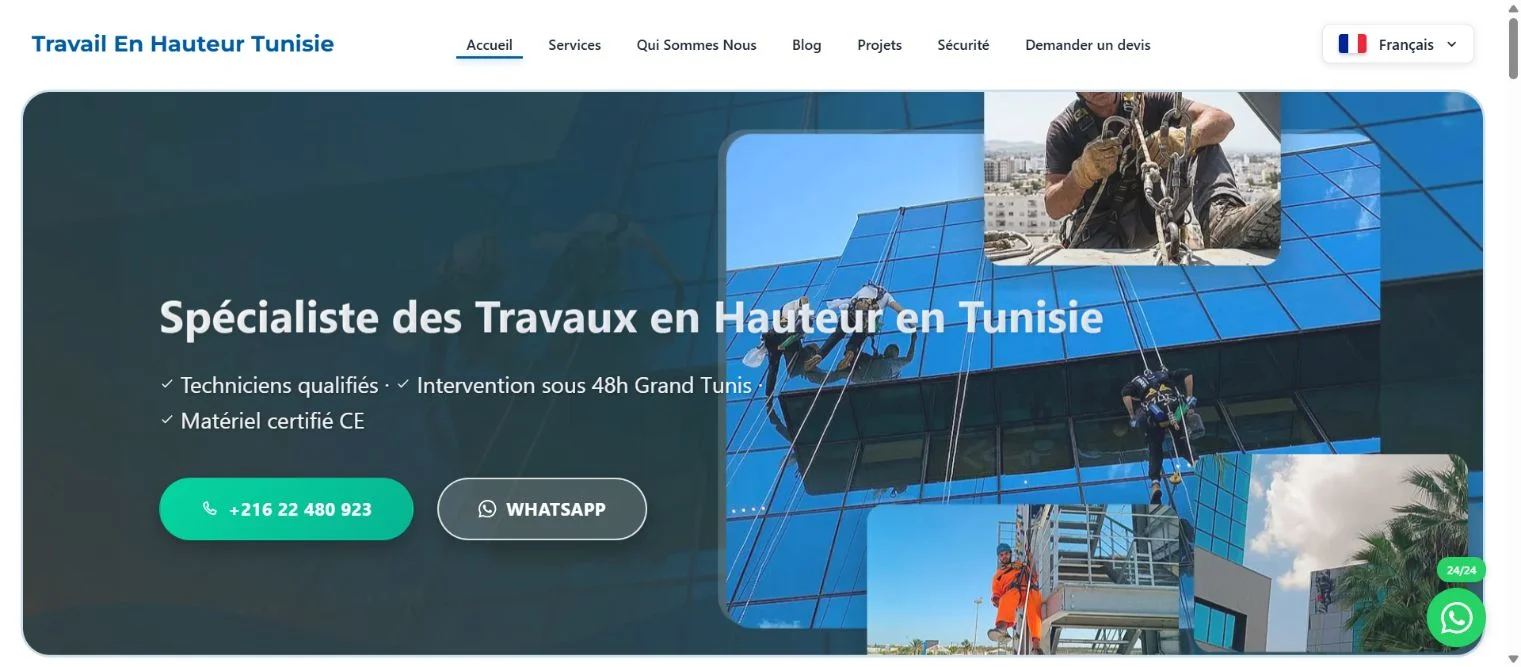 The live Travail en Hauteur company homepage